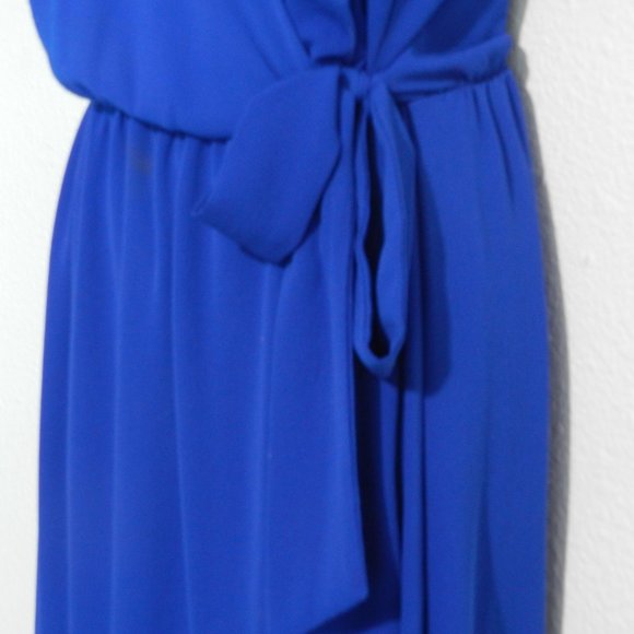 Scobe cobalt blue surplice wrap bodice long maxi dress - Picture 4 of 7
